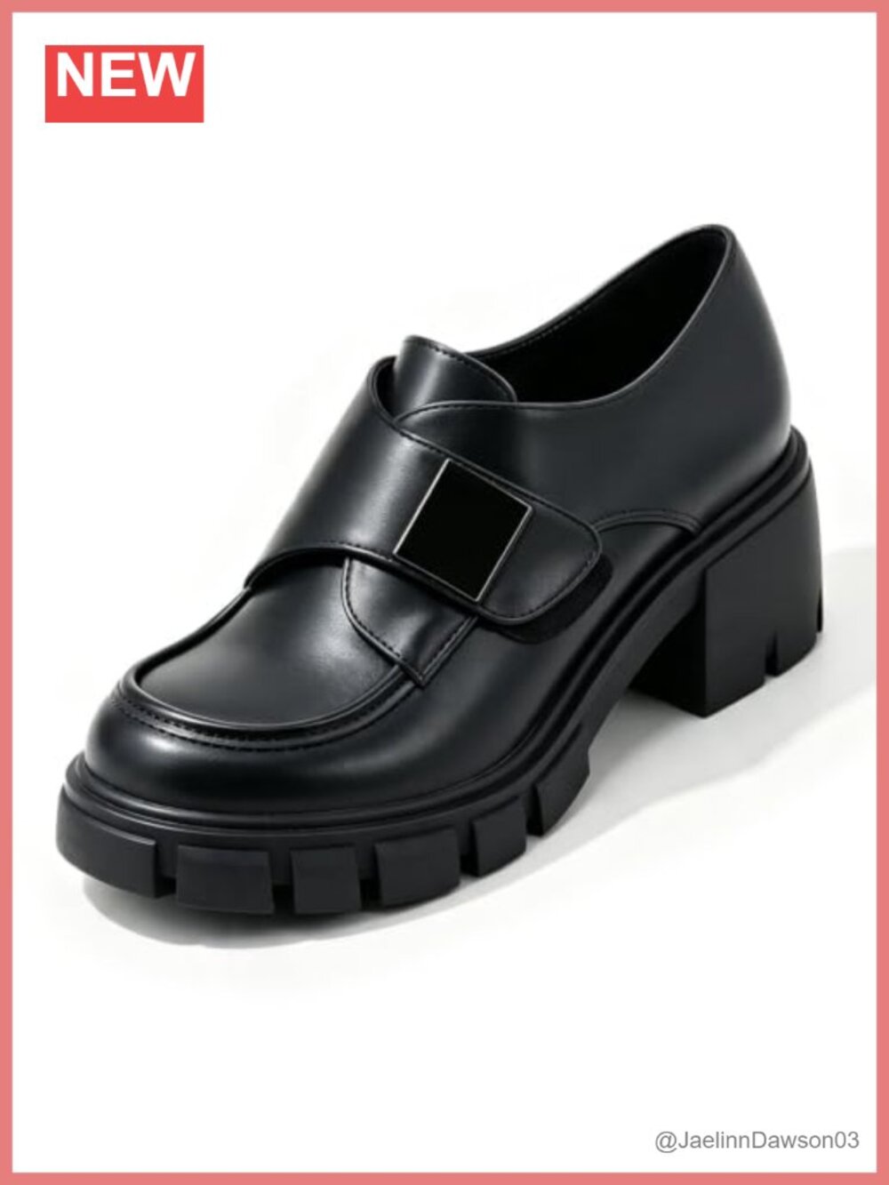 Chunky Platform Loafers for Women Hook and Loop Dressy Casual Shoes